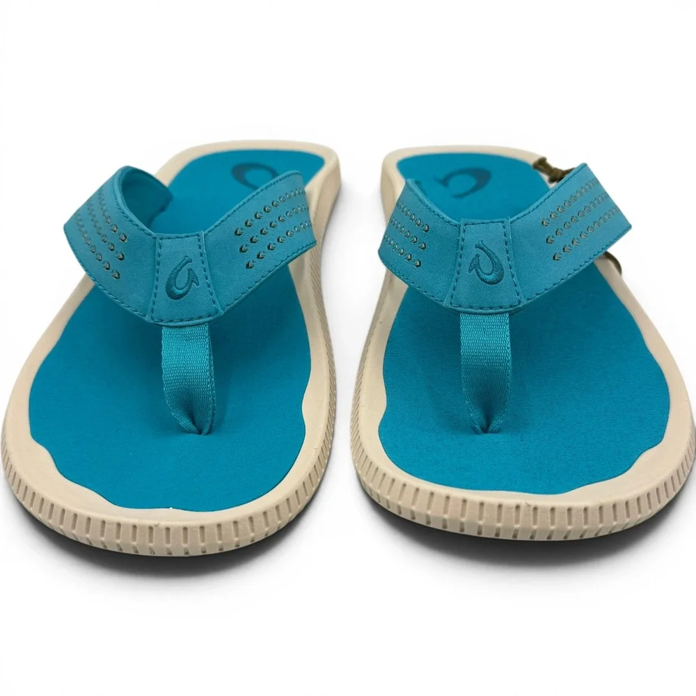 OluKai Ulele Flip Flop Sandals Mens 9 Tropic Blue 10435-3X3X Water Resistant NEW